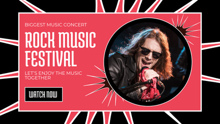 Announcement of Rock Music Festival Youtube Thumbnail Design Template