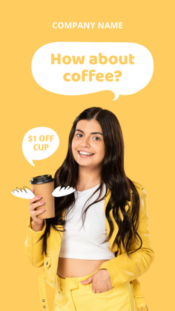 Beautiful Woman Holding Takeaway Coffee Cup TikTok Video Design Template