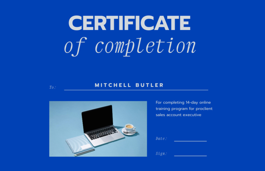 Award for Online Training Course Completion Certificate 5.5x8.5in Design Template