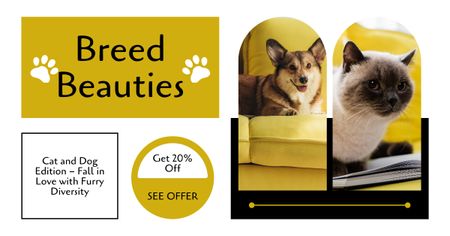 Discount on Purebred Cats and Dogs Facebook AD Design Template