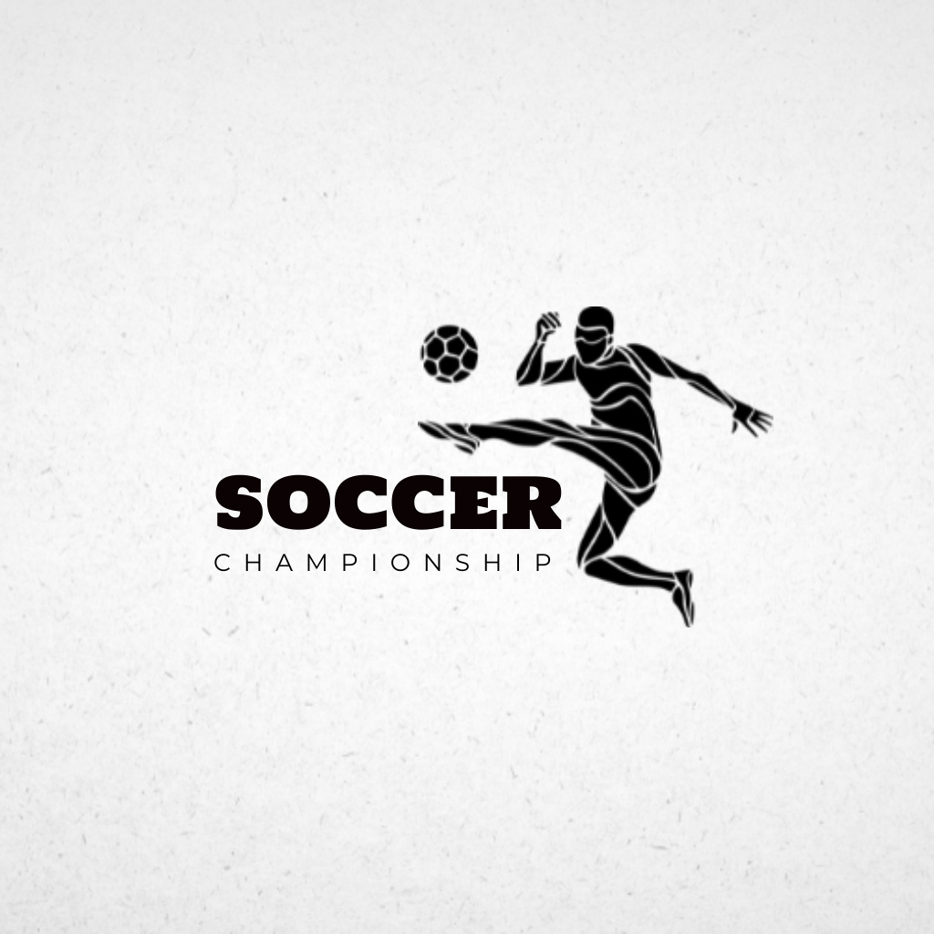 Championship Emblem with Soccer Player Logo Tasarım Şablonu