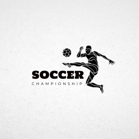 Championship Emblem with Soccer Player Logo Design Template