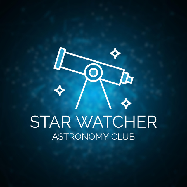 Astronomers Сclub with Telescope Emblem Logoデザインテンプレート