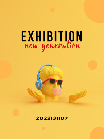 Exhibition Announcement with Sculpture in Sunglasses Poster US Design Template