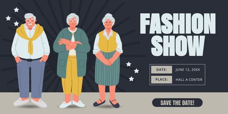 Designvorlage Age-Friendly Fashion Show Announcement für Twitter