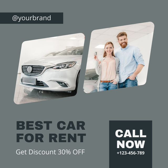 Car Rental Services with Happy Couple Instagram Design Template