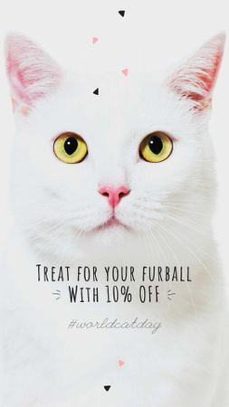 Cat Day Treats Discount Offer Instagram Story – шаблон для дизайну