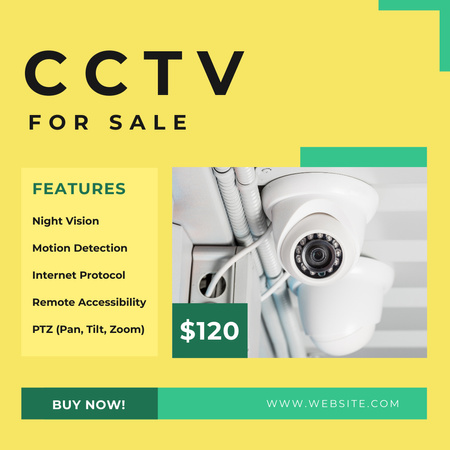 Announcement of Sale of Modern CCTV Camera Instagram Design Template