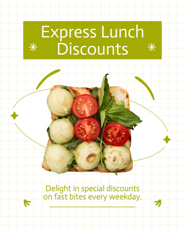 Modèle de visuel Promotion de réductions sur le déjeuner express - Instagram Post Vertical