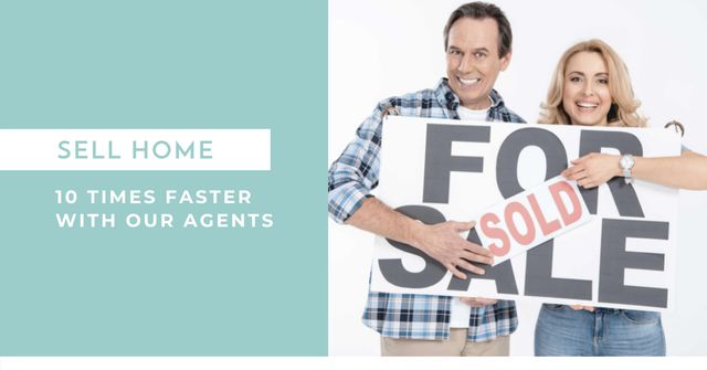 Template di design Real estate agent advertisement with happy Couple Facebook AD