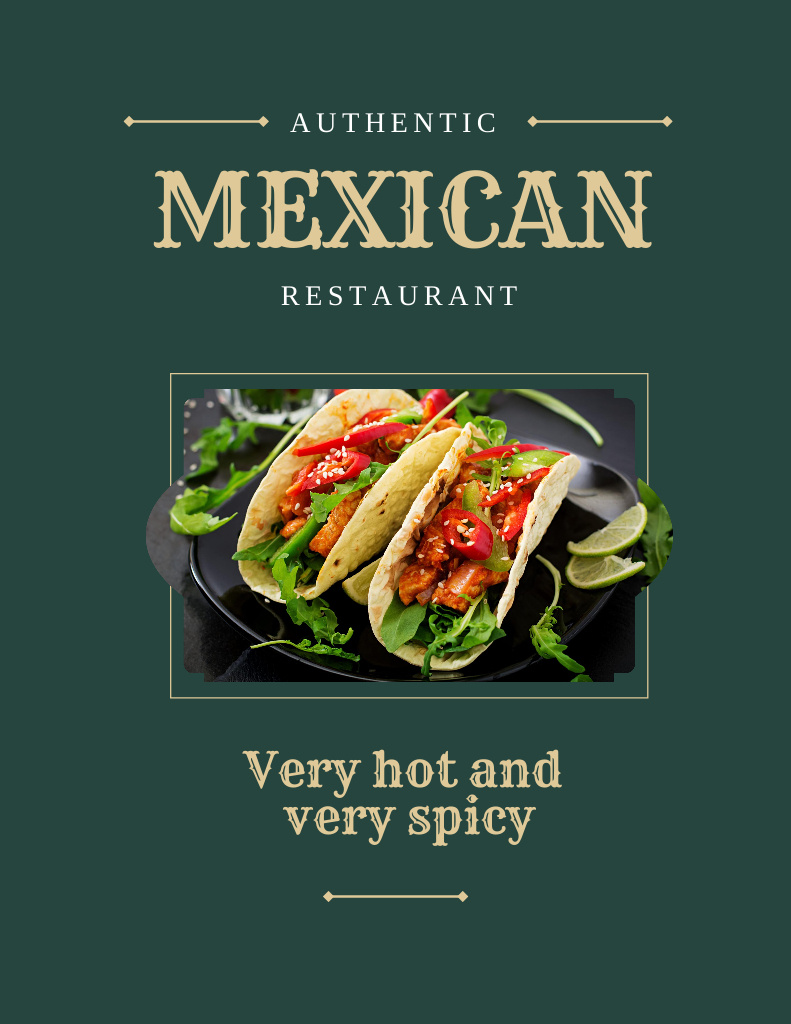 Plantilla de diseño de Awesome Mexican Restaurant Promotion With Dish Flyer 8.5x11in 