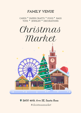 Christmas Market Proposal with Beautiful Christmas Cityscape Flayer Design Template