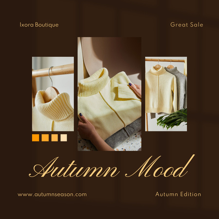 Autumn Mood Inspirational Collage on Brown Instagram – шаблон для дизайна