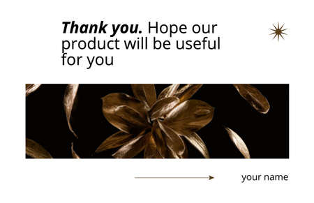 Thank You Phrase with Shiny Golden Flower Thank You Card 5.5x8.5in Šablona návrhu