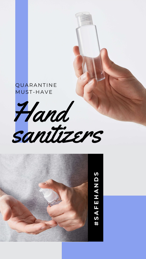 Designvorlage #SaveHands Man applying Sanitizer für Instagram Story