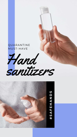 Platilla de diseño #SaveHands Man applying Sanitizer Instagram Story