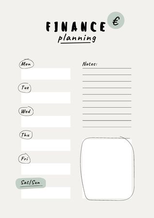 Weekly Finance Planning Schedule Plannerデザインテンプレート