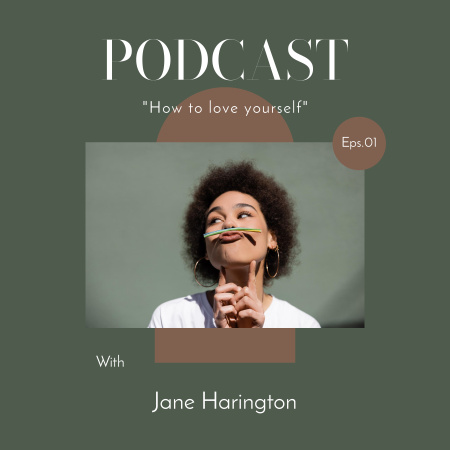 Вдохновляющий подкаст «Как полюбить себя» Podcast Cover – шаблон для дизайна