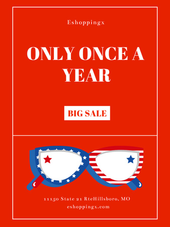 Modèle de visuel USA Independence Day Sale Announcement - Poster US