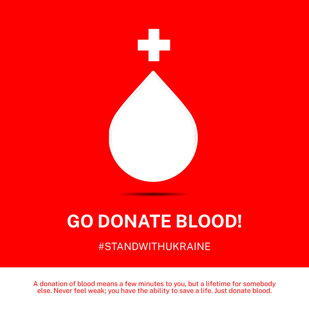 Call to Become Blood Donor for Ukrainians Instagram Modelo de Design
