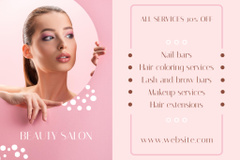 Beauty Salon Ad with Woman in Tender Makeup