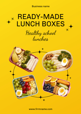 Exciting School Food Offer Online In Boxes Flayer Design Template