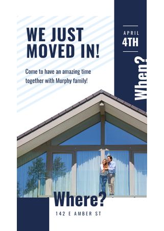 Couple hugging by their new Home Invitation Design Template