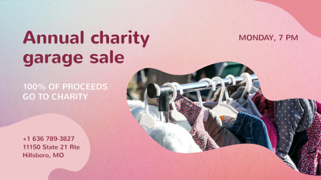 Oznámení o každoročním charitativním prodeji garáže FB event cover Šablona návrhu