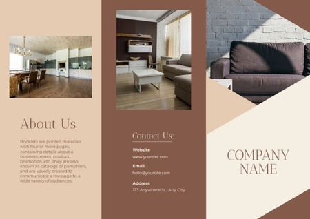 Interior and Furniture Design Brown Brochure Design Template