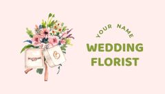 Wedding Florist Ad with Illustration of Pink Flowers