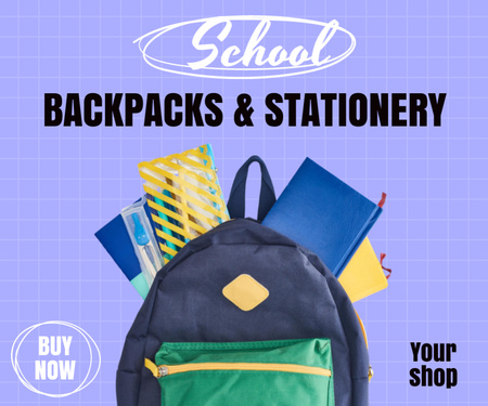 Back to School Special Offer For Backpacks And Stationery Medium Rectangle Design Template