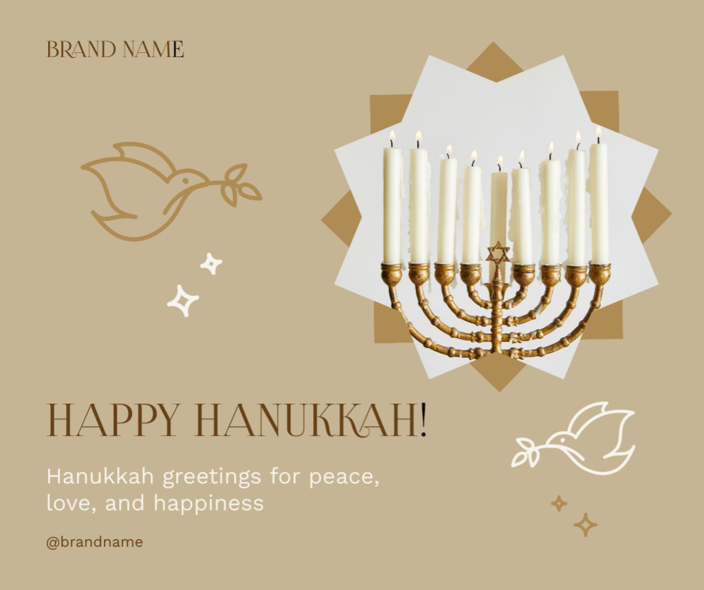 Hanukkah Festival Greeting with Menorah Facebook Design Template