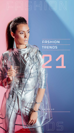 Template di design Ragazza alla moda che indossa abiti d'argento Instagram Story