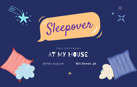 Come to Sleepover at My Place Invitation 4.6x7.2in Horizontal Design Template