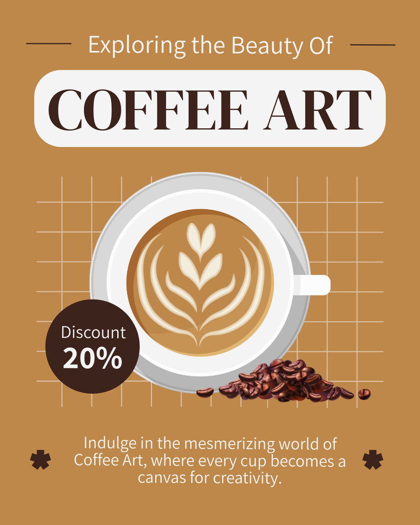 Mesmerizing Coffee With Cream And Discounts Offer Instagram Post Vertical – шаблон для дизайна