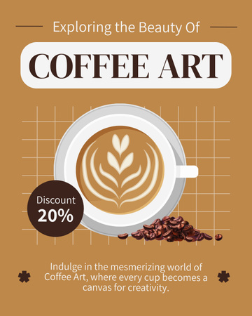 Mesmerizing Coffee With Cream And Discounts Offer Instagram Post Vertical Design Template
