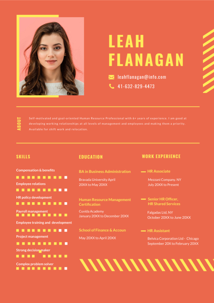 Template di design Professional Human Resources Specialist Skills And Experience Decription Resume