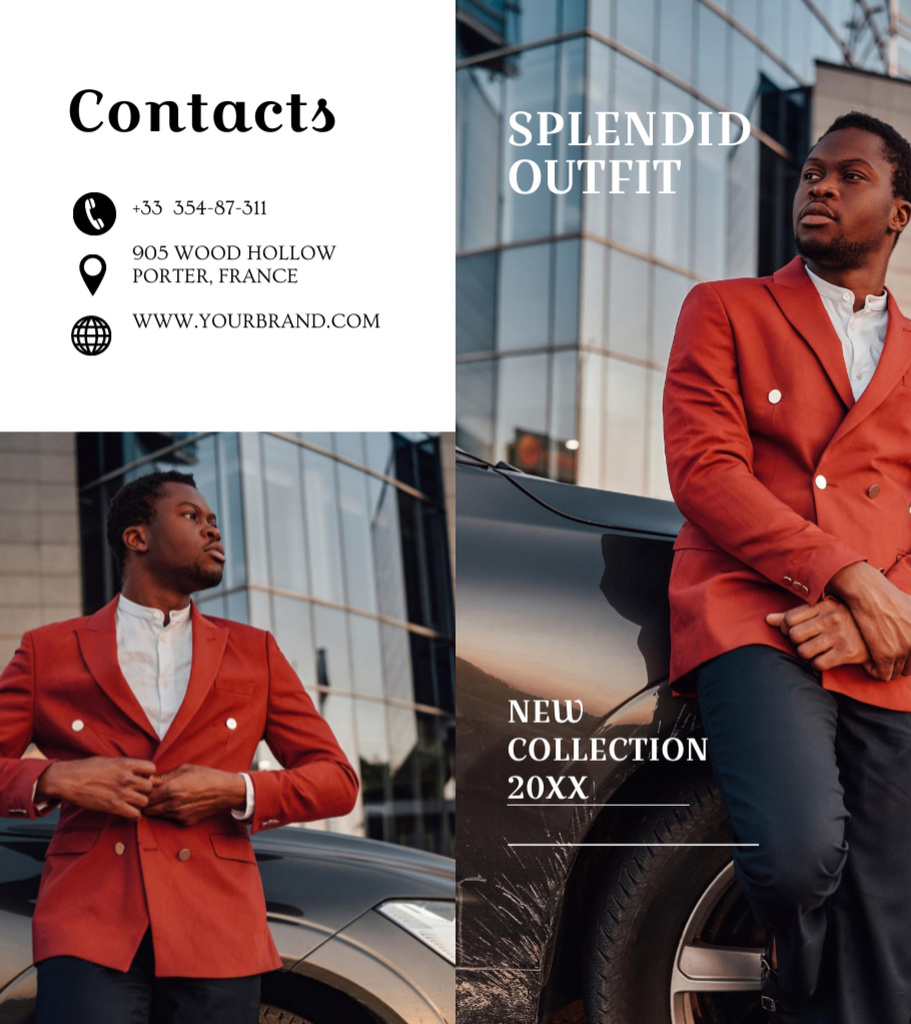 Collage with Stylish Man in Bright Outfit Brochure 9x8in Bi-fold Modelo de Design