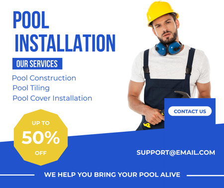 Template di design Offerta di servizi professionali di installazione di piscine a tariffe scontate Facebook