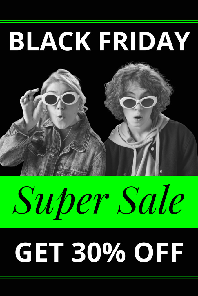 Ontwerpsjabloon van Pinterest van Black Friday Super Sale of Women's Wear