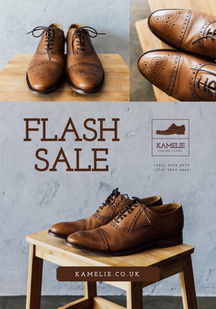 Fashion Sale with Stylish Male Shoes Poster 28x40in Πρότυπο σχεδίασης