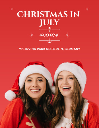 Christmas in July with Beautiful Young Women Flyer 8.5x11in Design Template