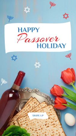 Happy Passover holiday Greeting Instagram Story Design Template