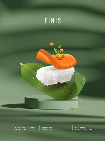 Modèle de visuel Asian Menu with Sushi - Poster US