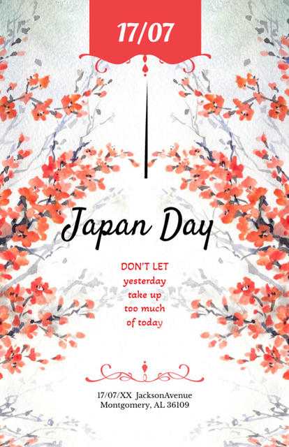 Japan Day With Sakuras Blossoming Invitation 5.5x8.5in Design Template