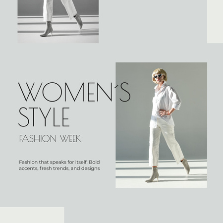 Fashion Ad with Girl in White Outfit Instagram Šablona návrhu