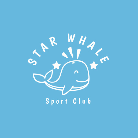 Cute Whale Gym Advertisement Logo Modelo de Design