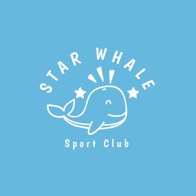 Cute Whale Gym Advertisement Logoデザインテンプレート