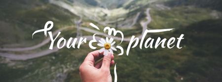 Eco Concept with Daisy Flower and Mountains Facebook cover Design Template