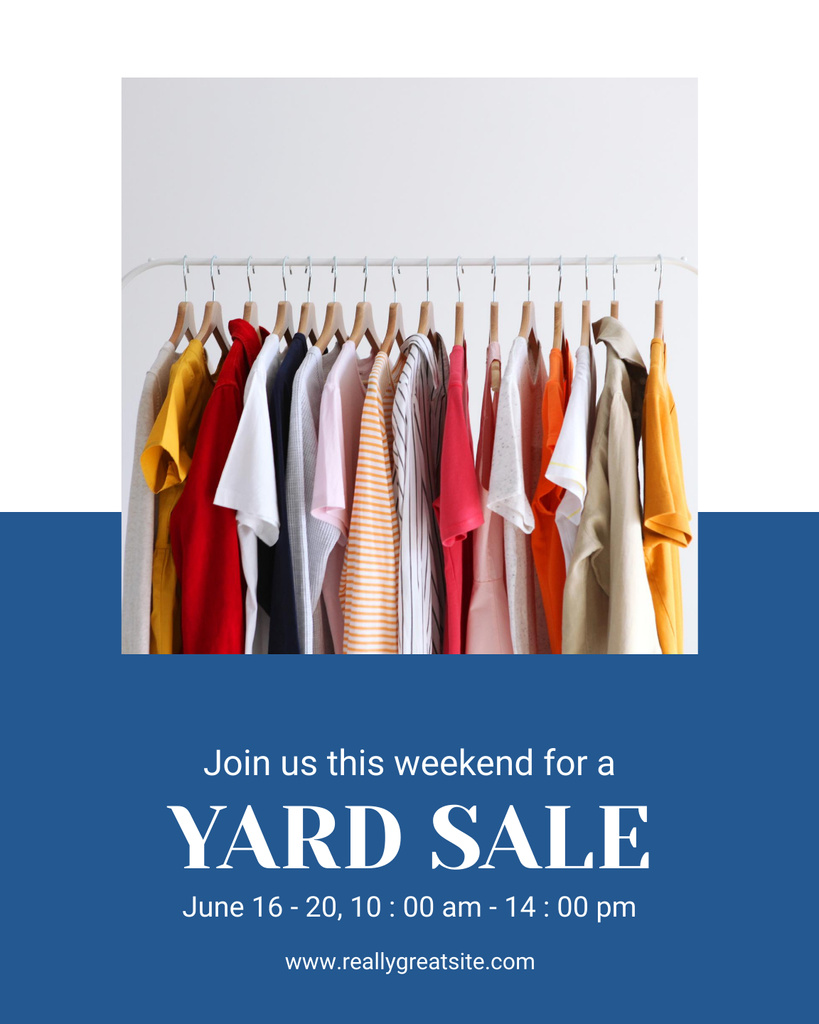 Weekend Clothing On Hangers Charity Sale Ad Poster 16x20in Design Template